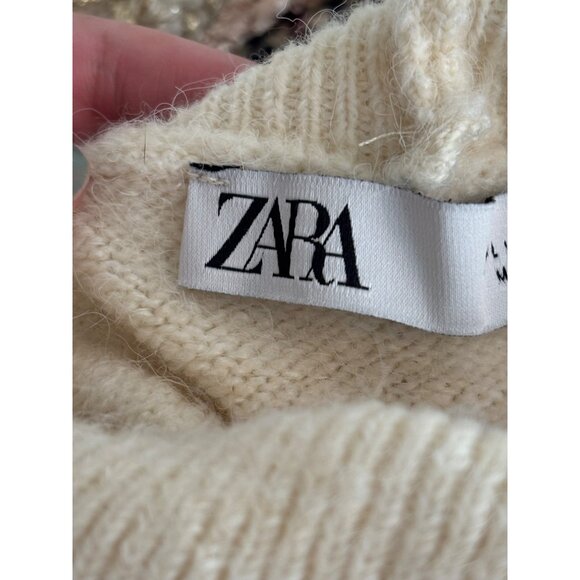 Zara Turtle Neck Sleeveless Knit Sweater Dress Beige L - Picture 7 of 13